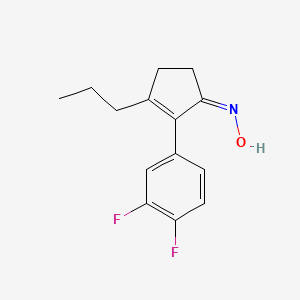 molecular formula C14H15F2NO B12602291 2-Cyclopenten-1-one, 2-(3,4-difluorophenyl)-3-propyl-, oxime CAS No. 890304-51-5