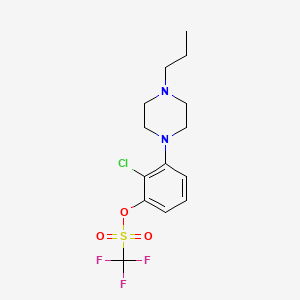 molecular formula C14H18ClF3N2O3S B12602301 Methanesulfonic acid,1,1,1-trifluoro-, 2-chloro-3-(4-propyl-1-piperazinyl)phenyl ester 