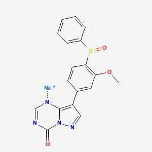 molecular formula C18H13N4NaO3S B1260237 Sodium-8-(3-methoxy-4-phenylsulfinylphenyl)pyrazolo (1,5-a)-1,3,5-triazine-4-olate monohydrate CAS No. 142181-44-0