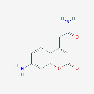 molecular formula C11H10N2O3 B1260245 2H-1-Benzopyran-4-acetamide, 7-amino-2-oxo- CAS No. 296236-23-2