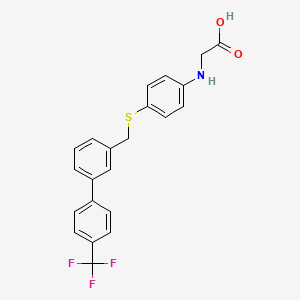molecular formula C22H18F3NO2S B12602642 N-[4-({[4'-(Trifluoromethyl)[1,1'-biphenyl]-3-yl]methyl}sulfanyl)phenyl]glycine CAS No. 648438-17-9