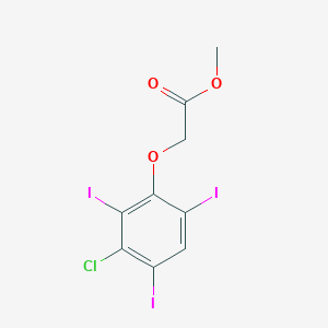 molecular formula C9H6ClI3O3 B12602650 Acetic acid, (3-chloro-2,4,6-triiodophenoxy)-, methyl ester CAS No. 646054-41-3