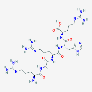 molecular formula C27H50N16O6 B12602874 N~5~-(Diaminomethylidene)-L-ornithyl-L-alanyl-N~5~-(diaminomethylidene)-L-ornithyl-L-histidyl-N~5~-(diaminomethylidene)-L-ornithine CAS No. 647375-83-5