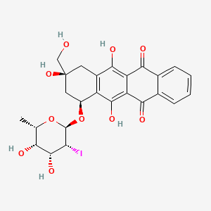 molecular formula C25H25IO10 B1260300 (7S,9S)-7-[(2R,3R,4R,5S,6S)-4,5-dihydroxy-3-iodo-6-methyloxan-2-yl]oxy-6,9,11-trihydroxy-9-(hydroxymethyl)-8,10-dihydro-7H-tetracene-5,12-dione 
