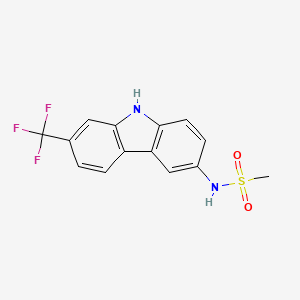 molecular formula C14H11F3N2O2S B12603028 N-[7-(trifluoromethyl)-9H-carbazol-3-yl]methanesulfonamide CAS No. 872604-32-5