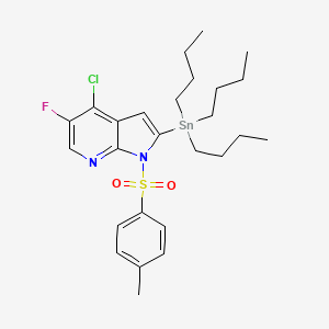 molecular formula C26H36ClFN2O2SSn B12603131 1H-Pyrrolo[2,3-b]pyridine, 4-chloro-5-fluoro-1-[(4-methylphenyl)sulfonyl]-2-(tributylstannyl)- CAS No. 882033-68-3