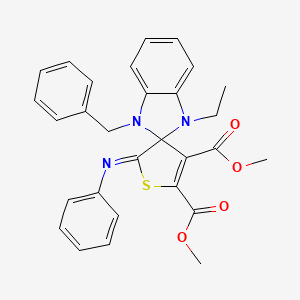 molecular formula C29H27N3O4S B12603197 Dimethyl (2'Z)-1-benzyl-3-ethyl-2'-(phenylimino)-1,3-dihydro-2'H-spiro[benzimidazole-2,3'-thiophene]-4',5'-dicarboxylate CAS No. 885722-19-0