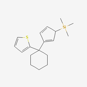 molecular formula C18H26SSi B12603280 Trimethyl{3-[1-(thiophen-2-yl)cyclohexyl]cyclopenta-2,4-dien-1-yl}silane CAS No. 650636-73-0