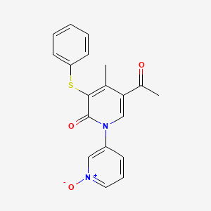 molecular formula C19H16N2O3S B12603281 5-Acetyl-4-methyl-1-(1-oxo-1lambda~5~-pyridin-3-yl)-3-(phenylsulfanyl)pyridin-2(1H)-one CAS No. 918542-58-2