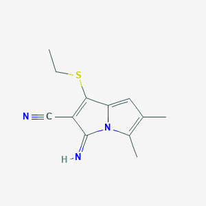 molecular formula C12H13N3S B12603299 1-(Ethylsulfanyl)-3-imino-5,6-dimethyl-3H-pyrrolizine-2-carbonitrile CAS No. 650599-30-7