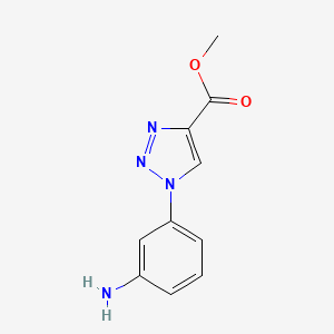 molecular formula C10H10N4O2 B1260364 1-(3-Aminophenyl)-4-triazolecarboxylic acid methyl ester 