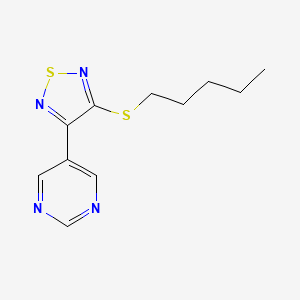 molecular formula C11H14N4S2 B12603850 5-[4-(Pentylsulfanyl)-1,2,5-thiadiazol-3-YL]pyrimidine CAS No. 647860-08-0