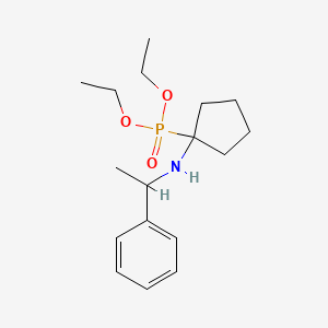 molecular formula C17H28NO3P B12603898 Phosphonic acid, [1-[(1-phenylethyl)amino]cyclopentyl]-, diethyl ester CAS No. 881181-77-7