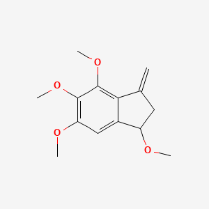 molecular formula C14H18O4 B12603904 1H-Indene, 2,3-dihydro-1,4,5,6-tetramethoxy-3-methylene- CAS No. 917470-29-2