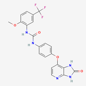 molecular formula C21H16F3N5O4 B12604118 Urea, N-[4-[(2,3-dihydro-2-oxo-1H-imidazo[4,5-b]pyridin-7-yl)oxy]phenyl]-N'-[2-methoxy-5-(trifluoromethyl)phenyl]- 