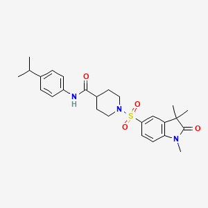 molecular formula C26H33N3O4S B1260419 N-(4-propan-2-ylphenyl)-1-[(1,3,3-trimethyl-2-oxo-5-indolyl)sulfonyl]-4-piperidinecarboxamide 