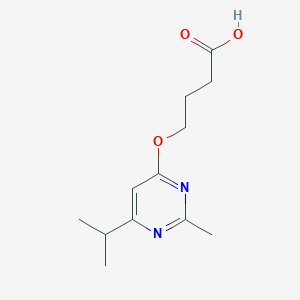 molecular formula C12H18N2O3 B12604197 4-{[2-Methyl-6-(propan-2-yl)pyrimidin-4-yl]oxy}butanoic acid CAS No. 648916-02-3
