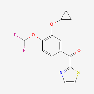 molecular formula C14H11F2NO3S B12604282 [3-(Cyclopropyloxy)-4-(difluoromethoxy)phenyl](1,3-thiazol-2-yl)methanone CAS No. 648929-20-8