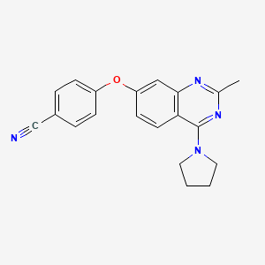 molecular formula C20H18N4O B12604303 4-{[2-Methyl-4-(pyrrolidin-1-yl)quinazolin-7-yl]oxy}benzonitrile CAS No. 646450-65-9