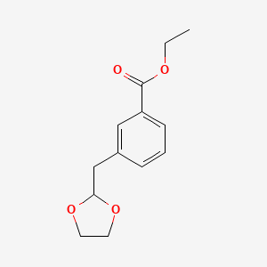 molecular formula C13H16O4 B12604380 Ethyl 3-(1,3-dioxolan-2-ylmethyl)benzoate CAS No. 898776-72-2
