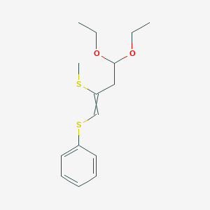 molecular formula C15H22O2S2 B12604401 {[4,4-Diethoxy-2-(methylsulfanyl)but-1-en-1-yl]sulfanyl}benzene CAS No. 647010-01-3