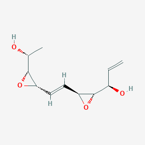 molecular formula C11H16O4 B1260449 (1R)-1-[(2S,3S)-3-[(E)-2-[(2S,3R)-3-[(1R)-1-hydroxyethyl]oxiran-2-yl]ethenyl]oxiran-2-yl]prop-2-en-1-ol 