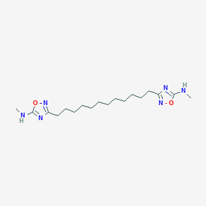 molecular formula C18H32N6O2 B12604491 3,3'-(Dodecane-1,12-diyl)bis(N-methyl-1,2,4-oxadiazol-5-amine) CAS No. 648441-07-0