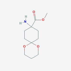 molecular formula C11H19NO4 B12604520 Methyl 9-amino-1,5-dioxaspiro[5.5]undecane-9-carboxylate 