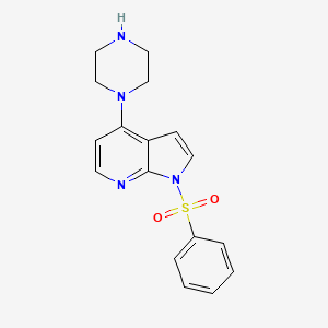 molecular formula C17H18N4O2S B12604548 1H-Pyrrolo[2,3-b]pyridine, 1-(phenylsulfonyl)-4-(1-piperazinyl)- 