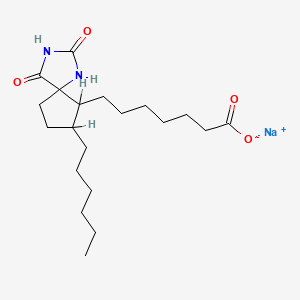 molecular formula C20H33N2NaO4 B1260456 Sodium;7-(8-hexyl-2,4-dioxo-1,3-diazaspiro[4.4]nonan-9-yl)heptanoate CAS No. 137822-20-9
