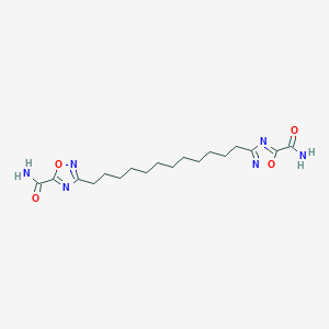 molecular formula C18H28N6O4 B12604603 3,3'-(Dodecane-1,12-diyl)di(1,2,4-oxadiazole-5-carboxamide) CAS No. 648440-97-5