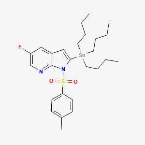 molecular formula C26H37FN2O2SSn B12604687 1H-Pyrrolo[2,3-b]pyridine, 5-fluoro-1-[(4-methylphenyl)sulfonyl]-2-(tributylstannyl)- 