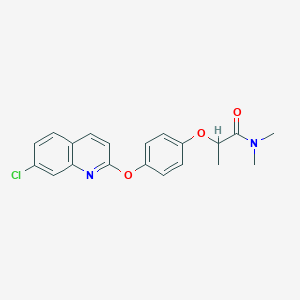 molecular formula C20H19ClN2O3 B12604699 Propanamide, 2-[4-[(7-chloro-2-quinolinyl)oxy]phenoxy]-N,N-dimethyl- CAS No. 643753-00-8
