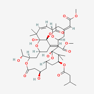 molecular formula C44H66O17 B1260477 [(1S,3S,5Z,7R,8Z,11S,12S,13E,15S,17R,21R,23R,25S)-12-acetyloxy-1,11,21-trihydroxy-17-[(1R)-1-hydroxyethyl]-5,13-bis(2-methoxy-2-oxoethylidene)-10,10,26,26-tetramethyl-19-oxo-18,27,28,29-tetraoxatetracyclo[21.3.1.13,7.111,15]nonacos-8-en-25-yl] 3-methylbutanoate 
