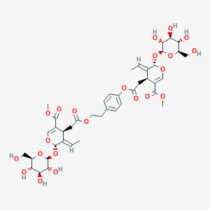 NCGC00169398-02_C42H54O22_2H-Pyran-4-acetic acid, 3-ethylidene-2-(beta-D-glucopyranosyloxy)-3,4-dihydro-5-(methoxycarbonyl)-, 2-[4-[[2-[(2S,3E,4S)-3-ethylidene-2-(beta-D-glucopyranosyloxy)-3,4-dihydro-5-(methoxycarbonyl)-2H-pyran-4-yl]acetyl]oxy]phenyl]ethyl ester, (2S,3E,4S)-