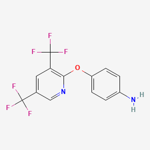 molecular formula C13H8F6N2O B12605442 4-{[3,5-Bis(trifluoromethyl)pyridin-2-yl]oxy}aniline CAS No. 647853-15-4