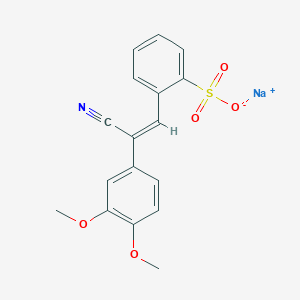 molecular formula C17H14NNaO5S B1260556 Benzenesulfonic acid, 2-(2-cyano-2-(3,4-dimethoxyphenyl)ethenyl)-, sodium salt CAS No. 63644-41-7