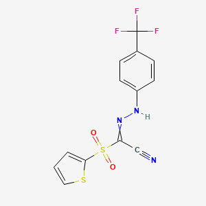 molecular formula C13H8F3N3O2S2 B12605579 Acetonitrile, (2-thienylsulfonyl)[[4-(trifluoromethyl)phenyl]hydrazono]- CAS No. 882273-11-2