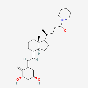 molecular formula C29H45NO3 B1260571 (4S)-4-[(3aS,4E,7aR)-4-[(2E)-2-[(3S,5R)-3,5-dihydroxy-2-methylidenecyclohexylidene]ethylidene]-7a-methyl-2,3,3a,5,6,7-hexahydro-1H-inden-1-yl]-1-piperidin-1-ylpentan-1-one 