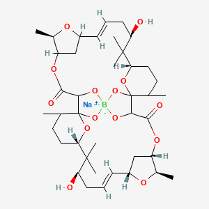 molecular formula C40H60BNaO14 B1260595 sodium;(6R,9E,12R,14S,17R,25S,26R,28S,29E,32R,34S,37R)-12,32-dihydroxy-6,13,13,17,26,33,33,37-octamethyl-4,7,19,21,24,27,38,39,41,42-decaoxa-20-boranuidaoctacyclo[18.17.1.11,34.12,20.15,8.114,18.125,28.018,22]tritetraconta-9,29-diene-3,23-dione 