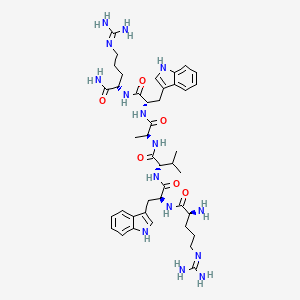 molecular formula C42H61N15O6 B12606096 N~5~-(Diaminomethylidene)-L-ornithyl-L-tryptophyl-L-valyl-L-alanyl-L-tryptophyl-N~5~-(diaminomethylidene)-L-ornithinamide CAS No. 646044-34-0