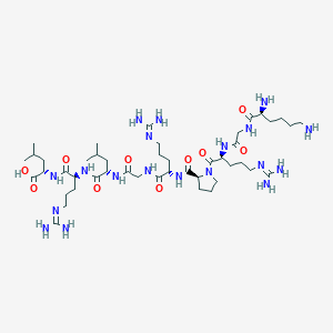 molecular formula C45H85N19O10 B12606124 L-Lysylglycyl-N~5~-(diaminomethylidene)-L-ornithyl-L-prolyl-N~5~-(diaminomethylidene)-L-ornithylglycyl-L-leucyl-N~5~-(diaminomethylidene)-L-ornithyl-L-leucine CAS No. 646515-93-7