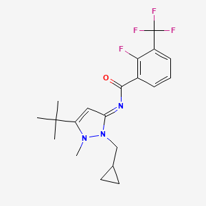 molecular formula C20H23F4N3O B12606146 Benzamide, N-[2-(cyclopropylmethyl)-5-(1,1-dimethylethyl)-1,2-dihydro-1-methyl-3H-pyrazol-3-ylidene]-2-fluoro-3-(trifluoromethyl)- CAS No. 887289-02-3