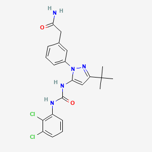 molecular formula C22H23Cl2N5O2 B12606193 2-[3-(3-tert-butyl-5-{[(2,3-dichlorophenyl)carbamoyl]imino}-2,5-dihydro-1H-pyrazol-1-yl)phenyl]acetamide 