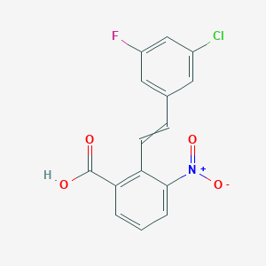 molecular formula C15H9ClFNO4 B12606256 2-[2-(3-Chloro-5-fluorophenyl)ethenyl]-3-nitrobenzoic acid CAS No. 917614-70-1