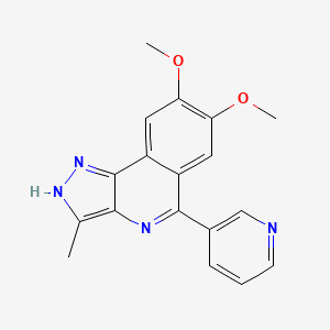 molecular formula C18H16N4O2 B12606357 1H-Pyrazolo[4,3-c]isoquinoline, 7,8-dimethoxy-3-methyl-5-(3-pyridinyl)- CAS No. 645417-91-0