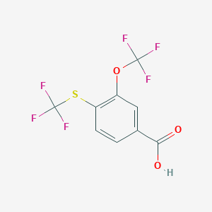 molecular formula C9H4F6O3S B12606409 3-(Trifluoromethoxy)-4-[(trifluoromethyl)sulfanyl]benzoic acid CAS No. 647857-14-5