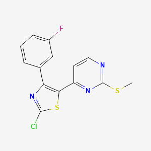molecular formula C14H9ClFN3S2 B12606422 4-[2-Chloro-4-(3-fluorophenyl)-1,3-thiazol-5-yl]-2-(methylsulfanyl)pyrimidine CAS No. 917808-24-3