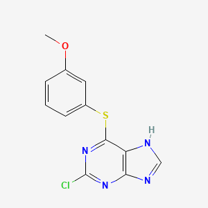 molecular formula C12H9ClN4OS B12606457 2-chloro-6-(3-methoxyphenyl)sulfanyl-7H-purine CAS No. 646510-28-3