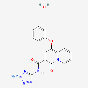 molecular formula C17H13N6NaO4 B1260649 Quinotolast sodium monohydrate 